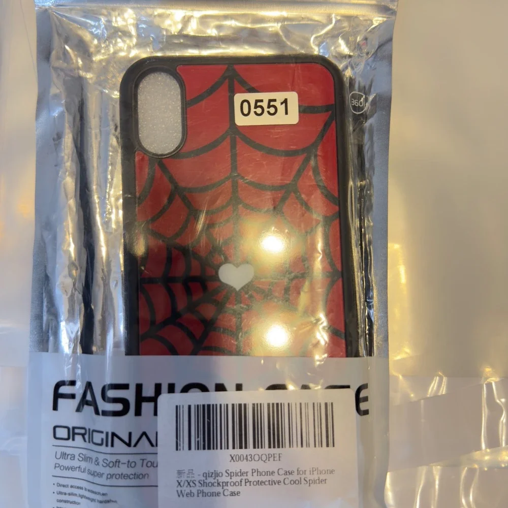 551 | Spider Web Heart iPhone X/XS Case Red Black Aesthetic Y2K Protective Cover